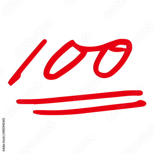 手書きの100点マーク　テストで満点を表す評価イラスト