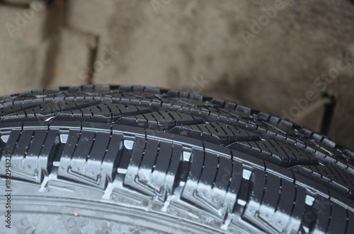 close up of an old car wheel