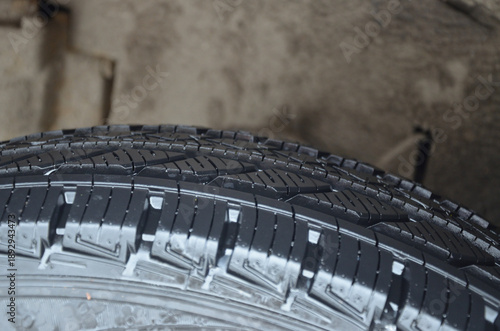close up of an old car wheel