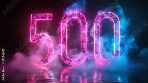 Wallpaper Mural The number 500 is glowing in neon Torontodigital.ca