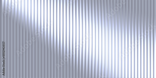 Glass prism texture background with vertical light dispersion. Refracted beams create glossy translucent effect with metallic reflections and soft highlights. Elegant realistic vector illustration