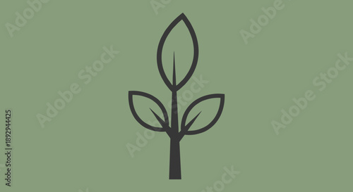 Minimalist illustration of a growing plant sprout with leaves.
