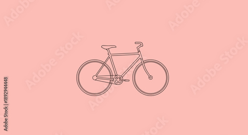 Minimalist Line Art Bicycle Illustration on Pink Background.