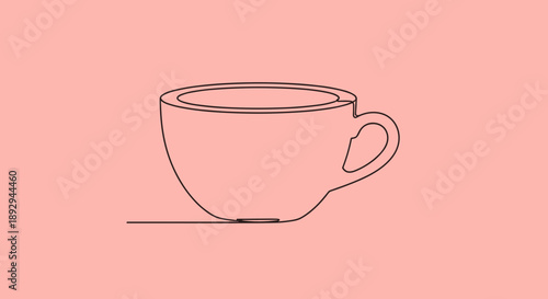 Minimalist Line Art Coffee Cup Illustration.