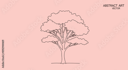 Minimalist Line Art Drawing of a Majestic Tree.
