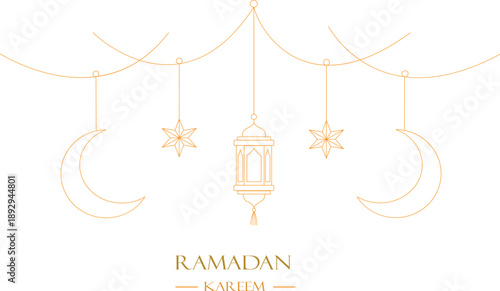 Elegant ramadan kareem greeting with gold lantern and crescent