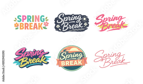 Harmonious Lettering Grid. Soft Spring Colors. Set lettering. harmonious lettering variations of the same emblematic concept, each with different artistic