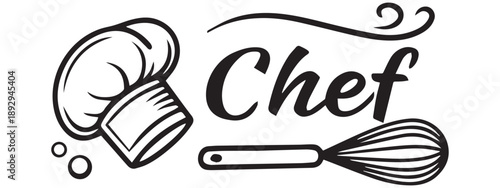 Chef Logo Design – Stylish Black and White Chef Hat Vector .