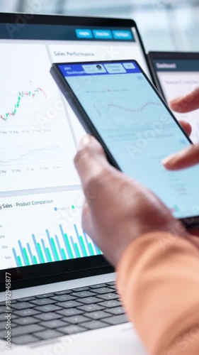 Business Analyst Using Smartphone For Data Analytics