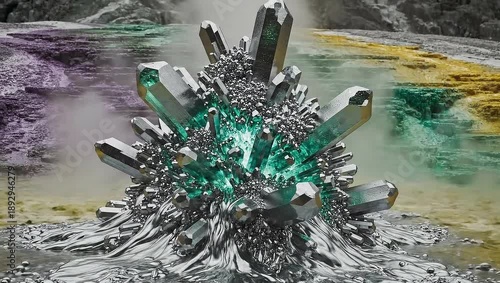 Glowing Crystal Formation: An alluring crystal formation, boasting an radiant and luminous quality. Each facet seems to shimmer with inner light