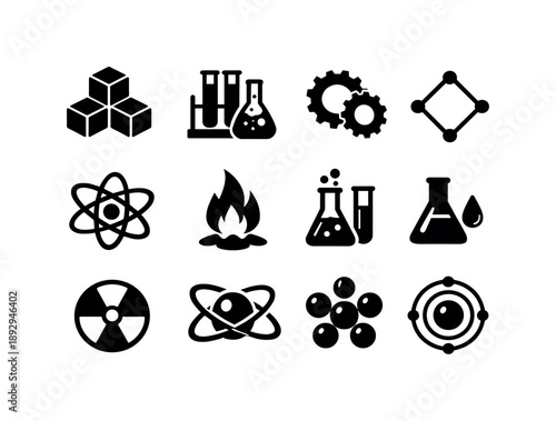 Chemical Elements Icons. Chemical categories. Solid icon set of Chemical categories: alkali metals icon, alkaline earth metals icon, transition metals icon,