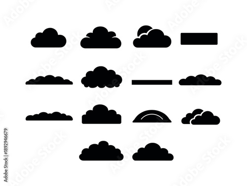 Gray Sky Icons. Gray Sky Conditions. Solid icon set of Gray Sky Conditions: gray cloud, thick overcast, sun hidden cloud, uniform sky layer, low ceiling cloud,