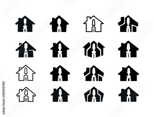 DIY Logo Variations. Home improvement and DIY projects. Icon set. Set Logo of Home improvement and DIY projects: screwdriver. harmonious logo variations of the