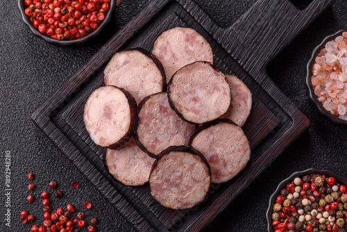 Homemade pork or beef sausage rings with garlic and spices. A homemade sausage ring