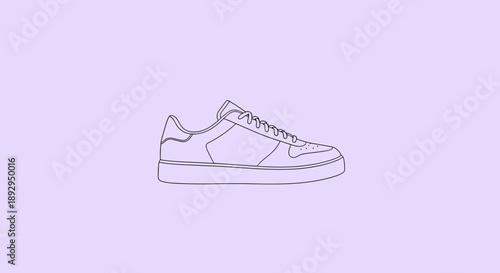 Minimalist Outline of a Classic Sneaker Shoe.