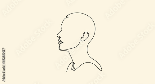 Minimalist Line Art Portrait of a Persons Profile.