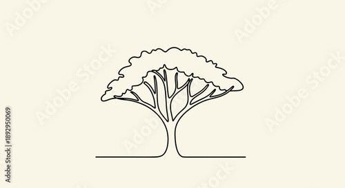 Minimalist Line Art Tree Illustration with Spreading Branches.