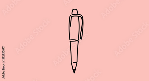 Minimalist Line Drawing of a Ballpoint Pen.