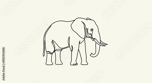 Minimalist Line Drawing of an African Elephant.