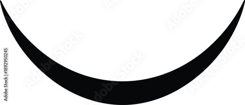 Black symmetrical concave shape resembling a parabola or crescent, symbolizing trajectory, reflection, and abstract geometric design