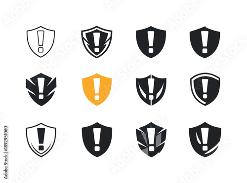 Emblematic Shield Designs. Defending an idea or belief with determination. Icon set. Set Logo of defending an idea or belief with determination: shield +