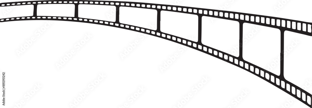 Fototapeta premium Curved film strip icon isolated on transparent background. tape photo film strip frame, Video Film strip roll, Vector illustration