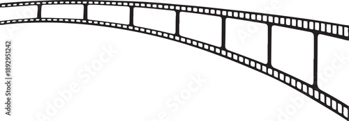 Curved film strip icon isolated on transparent background. tape photo film strip frame, Video Film strip roll, Vector illustration