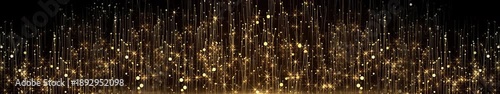 Luxury abstract lines background of glowing gold particles and sparkling dust