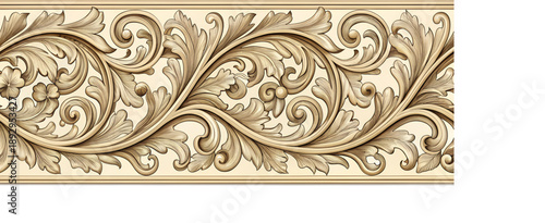Luxurious Baroque Floral Frieze with Ornate Scrollwork