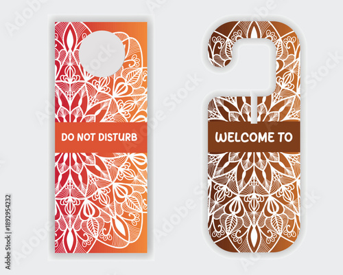 Elegant Hotel Door Hanger With Artistic Mandala Pattern Design