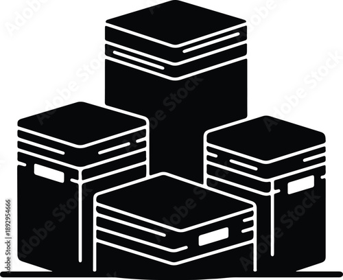 Silhouette stack of storage boxes on a flat surface illustration vector