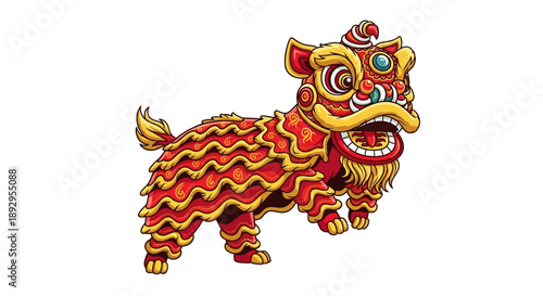 Traditional Chinese Lion Dance Costume Statue.