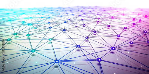 Abstract digital technology network connection with dots, lines and global communication concept on white background