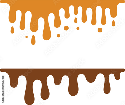 Dripping honey or caramel sauce seamless pattern vector illustration