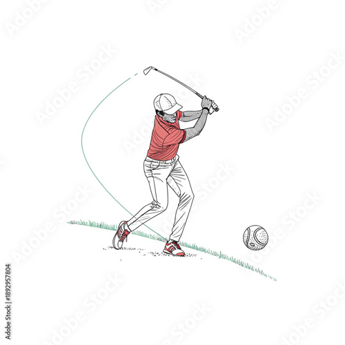 Golf Player Swing Action