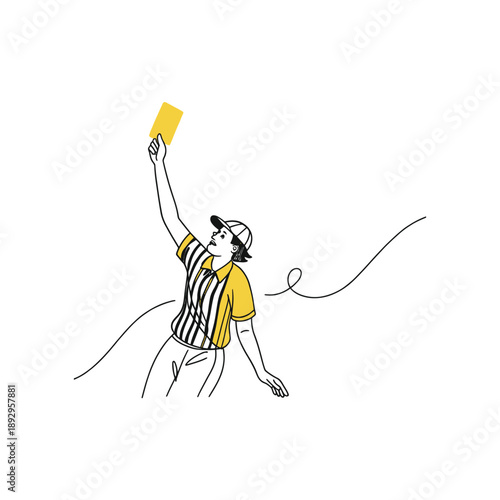 Referee Signaling Yellow Card During Sports Game
