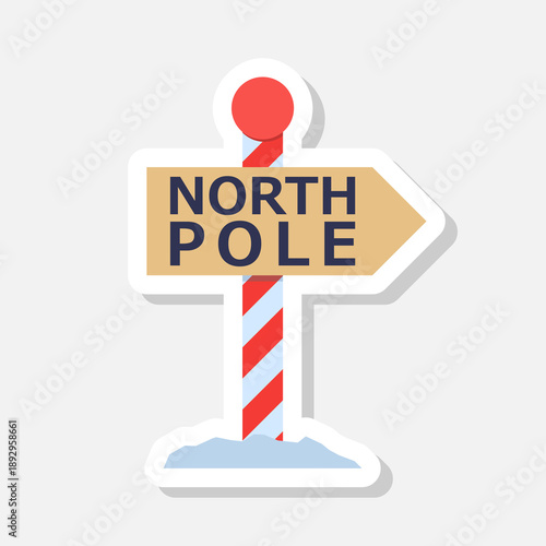 North pole icon sticker isolated on gray background
