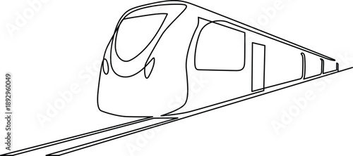 Modern train traveling on rails Vector