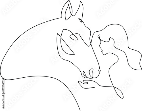 Horse and rider embrace Vector