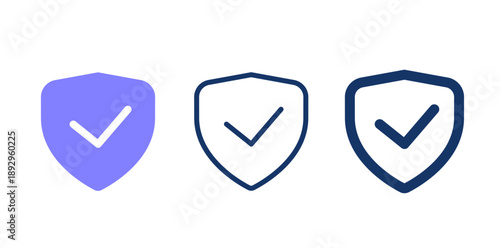 Security shield with check mark vector icon. 