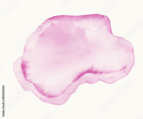 Abstract Pink vector watercolor wash with soft edges and gentle gradients on white background, creating calm artistic texture for design and branding.
