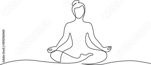 Woman meditating in peaceful pose Vector