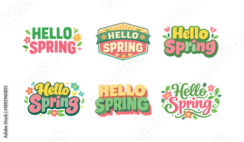 Creative Lettering Variations. Light spring color mood. Set lettering. harmonious lettering variations of the same emblematic concept, each with different