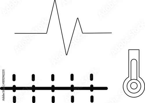 Simple line graph with temperature icon Vector, illustration