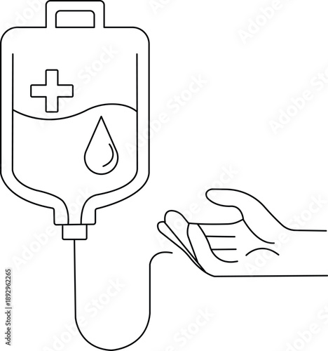 Blood donation illustration with hand Vector, illustration