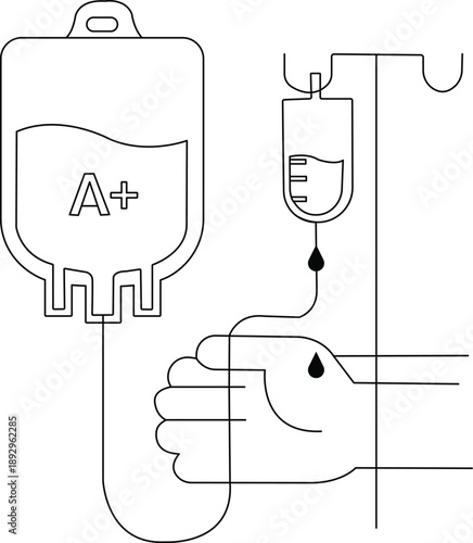 Medical illustration of blood transfusion Vector, illustration