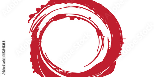 Circle brush stroke vector isolated on white background. red enso zen circle brush stroke.For stamp,seal, ink and paintbrush design template.