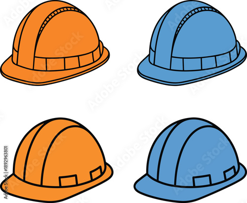 Hard hat, helmet, construction, safety, icon, vector, illustration, sketch, outline, gear, equipment, worker, protection, graphic, design, layout, colorful, top-down, stylized
