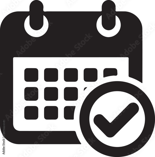 Calendar icon with checkmark for schedule and planning