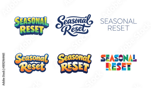 Harmonious Lettering Variations. Seasonal reset mode. Set lettering. harmonious lettering variations of the same emblematic concept, each with different